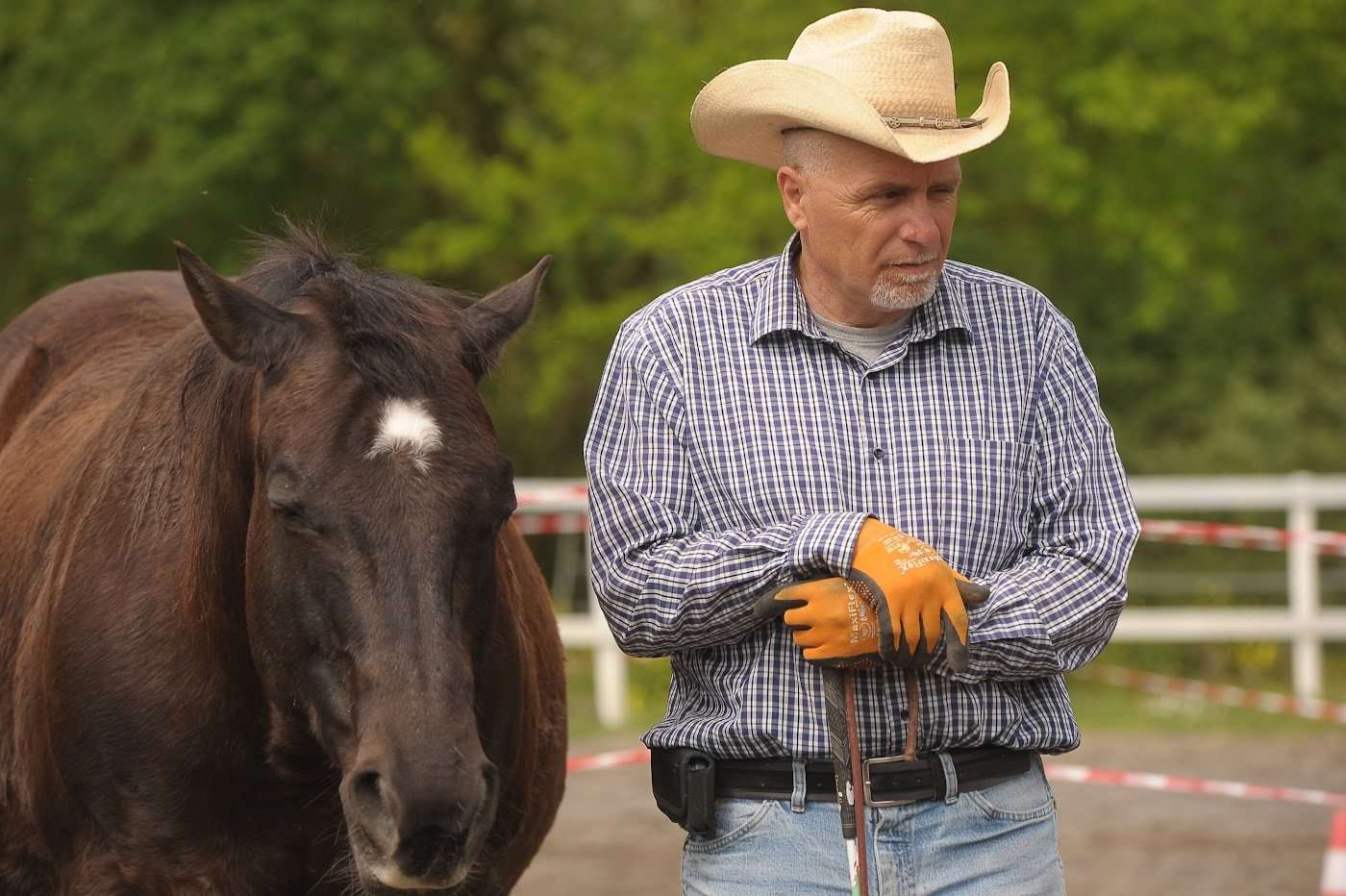 Ritratto di Sergio Matteoni con un cavallo